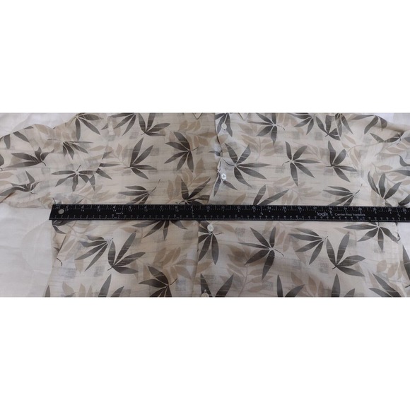 METRO CONCEPTS Mens Large Green & Tan Rayon Floral Hawaiian Shirt - Picture 3 of 11